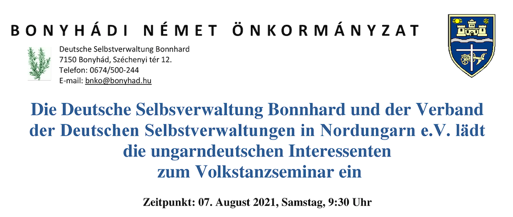 Volkstanzseminar am 7. August in Bonnhard, organisiert von der Deutschen Selbstverwaltung Bonnhard